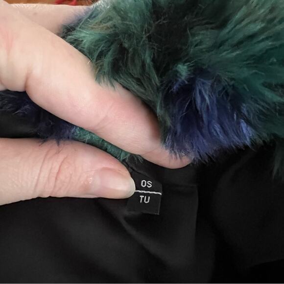 The Kooples Blue & Green Faux Fur Coat - Picture 8 of 9
